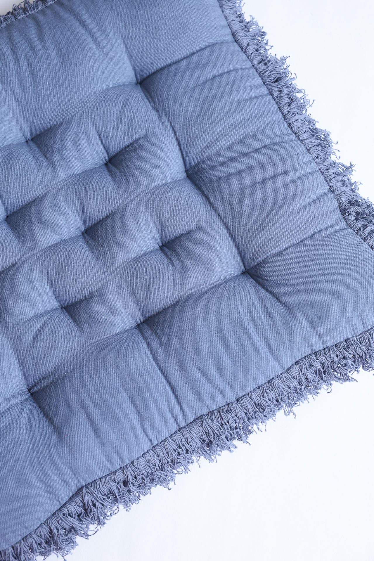 Blue Fringed Floor Cushion - Image 2